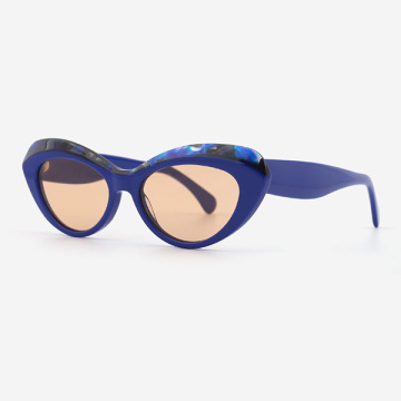 Cat Eye Lamination Bevel Acetate Women's Sunglasses