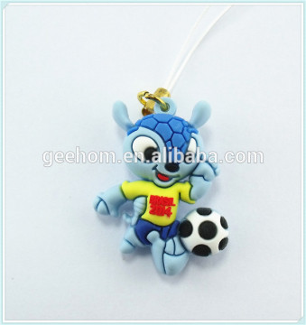 soft 3d pvc world cup football mascot Fuleco pendant