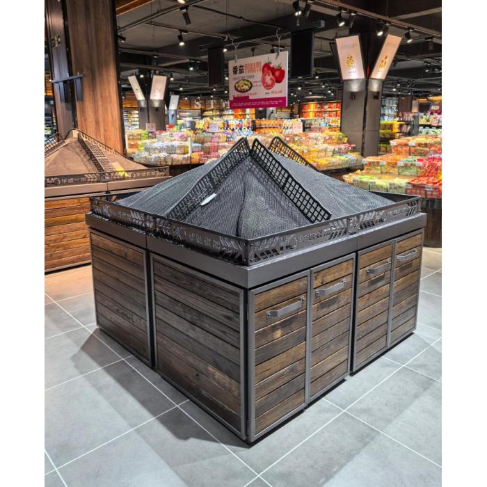 Fresh Fruits and Vegetables Display Shelves