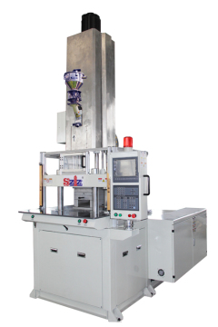 Hybrid vertical injection molding machine for LGP