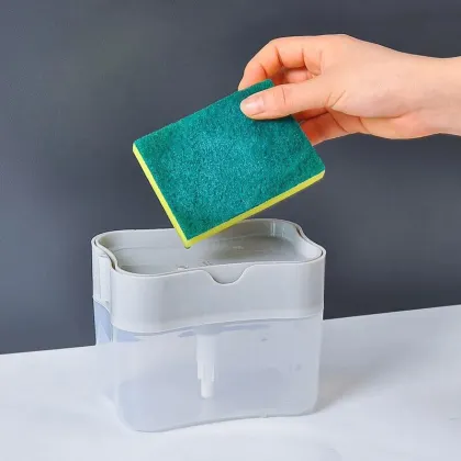 Manual Push Dishwasher with Sponge and Liquid Dispenser