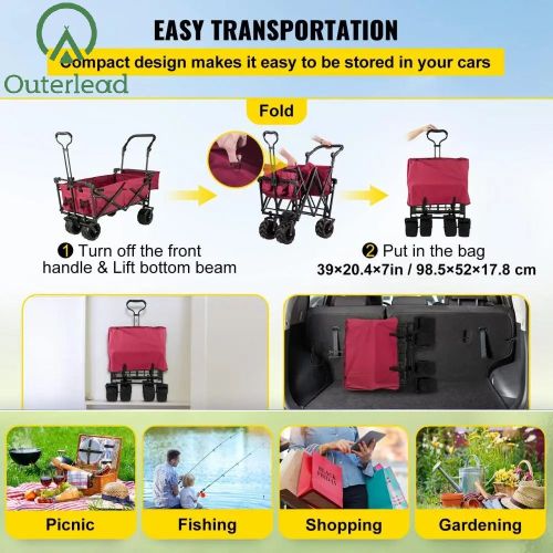  heavy duty wagon with canopy Garden Cart w/Canopy, Wheels & Rear Storage-Multi-functional Manufactory