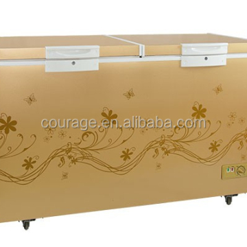 BCD-408 Double Temperature Two Door Half Freezer Half Refrigerator LPG Gas Horizontal Freezer