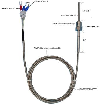 Sensore di temperatura in acciaio inossidabile DS18B20 di alta qualità con guaina blu in PVC