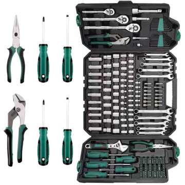 Professional 203-Piece Travel and Event Bicycle Mechanics Tool Kit with Socket Set and Boxed Case