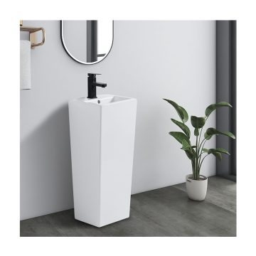 Lavabos De Pedestal One Piece Standing Wash Hand Sink Square Pedestal Basin