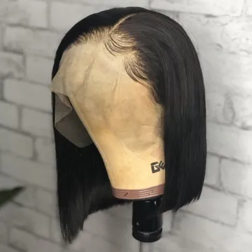 13x4 Perruque bob en cheveux malaisiens naturels courts et lisses avec dentelle de fixation frontale 2X6 perruque-coupe court