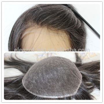 Elegant-wig natural hair wigs for woman, full lace pu skin toupee hand tied