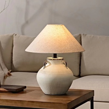 Retro Two-Ear Ceramic Table Lamp - Affordable Bedroom and Living Room Lighting Solution