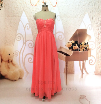 Epairs Real Sexy Croal A-Line/Princess Chiffon Sleeveless Side Slit Evening Prom Dresses