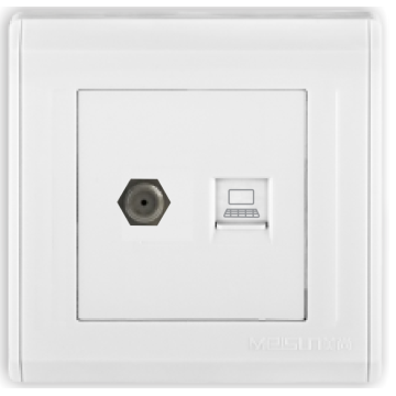 Wall electric satellite socket and Lan socket