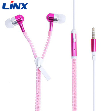 High-quality colored zipper earphone for mobile phone