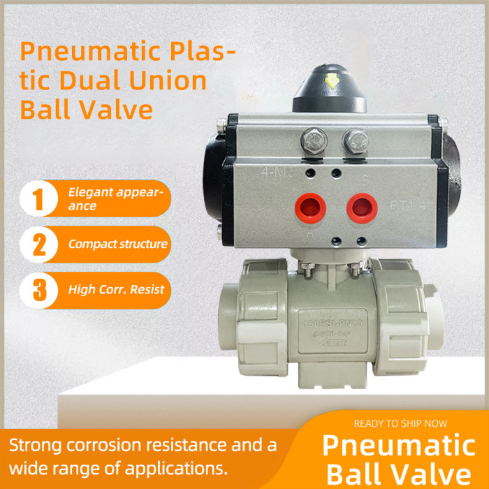 Пневматический пластиковый двойной шаровой клапан