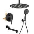 Bathroom 3-Function Brass Matte-Black Shower Set