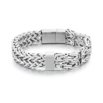 KALEN Men's Multi-Color Stainless Steel Herringbone & Byzantine Link Bracelet
