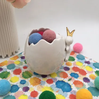 Easter White Porcelain Rabbit Pot Search