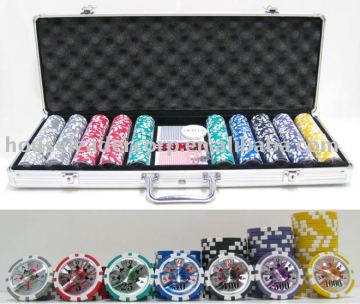 500 Poker Chip Set in Silver Aluminium Case w/ Ben Franklin Chips