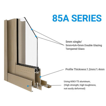 Aluminum Two Track Sliding Door Double Tempered Glass