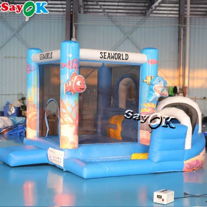 Colorful Inflatable Bouncy Castle Seaworld Combo Bouncer Slide