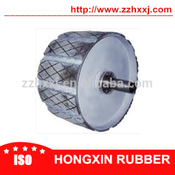 Diamond grooved rubber pulley lagging