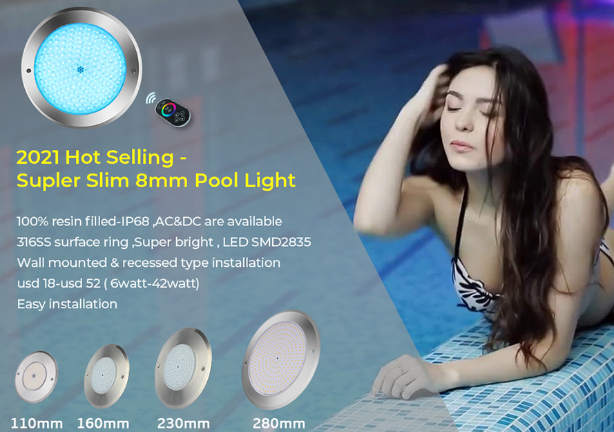 8mm pool light wall mounted type