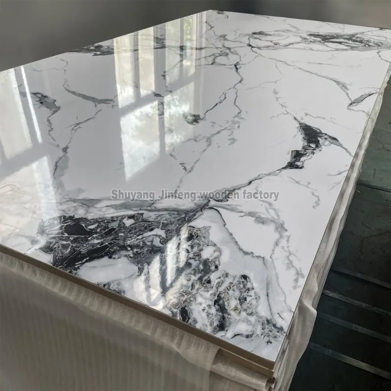 High Gloss Pet Coated Melamine MDF Marble Color UV Sheet
