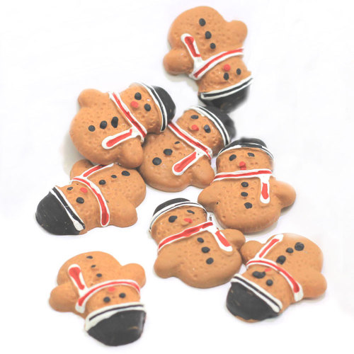 Heißer Verkauf Brown Snowman Flat Back 100pcs / bag Harz Cabochon für DIY Spielzeug Handwerk Dekoration Perlen Telefon Ornamente