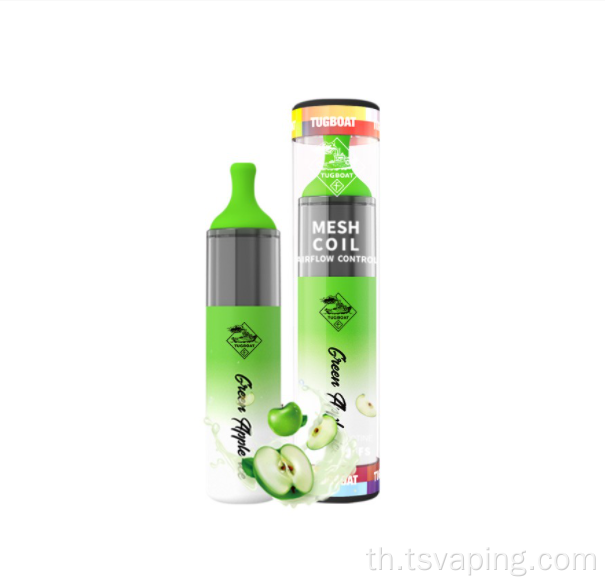 การควบคุมการไหลเวียนของอากาศ 4500 พัฟ tugboat evo disposerive vape