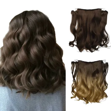 Wholesale 18Inch Black Brown Soft Long Wavy 9 Clips Piece Invisible Wire Three Hairpieces Fish Line Synthetic Hair Extensions