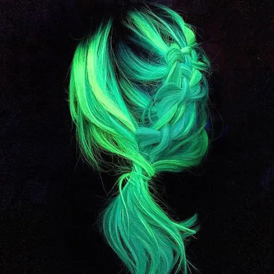 AliLeader Factory Price 20" Bright Colors Long Hair Clip One Piece Luminous Braids Glowing Clip In Synthetic Hair Extension
