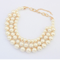 Punk Desain Fashion logam tebal rantai putih imitasi mutiara manik-manik kalung kalung emas perhiasan manik-manik grosir