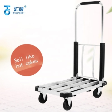 Portable Folding Flatbed Trolley and Luggage Cart with Four-Wheeled Mute Wheels