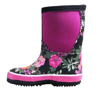 Women Flower neopernesex mature women rose pink fashion rain boots