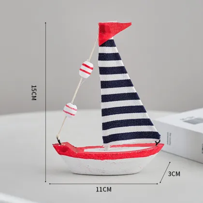 Mediterranean Sailing Boat Model - Wooden Craft for Home Decor & Photo Props