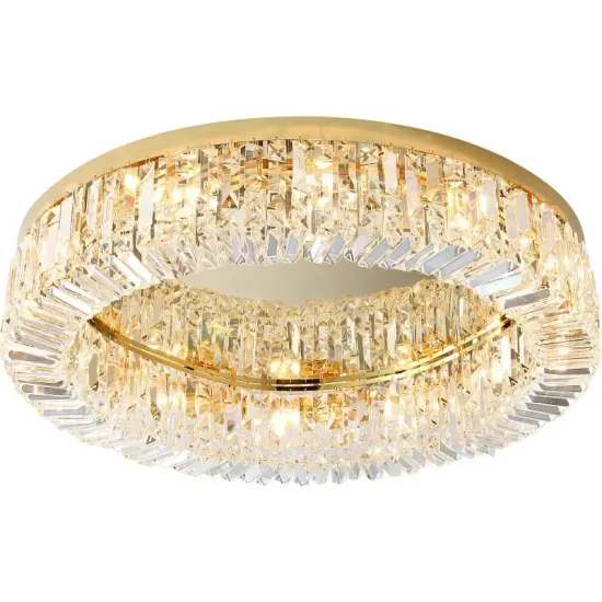 Modern Gold LED Crystal Ceiling Light for Dining and Living Rooms