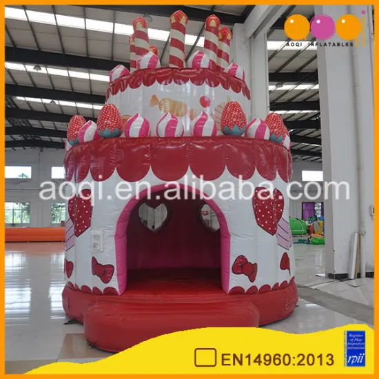 AOQI 2017 new style happy birthday cake air bouncer party inflatable bouncer for advertising