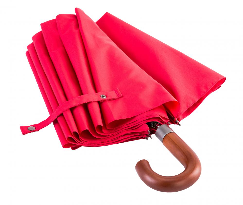 Wijnkleurige houten handvat 2 opvouwbare paraplu