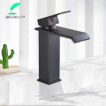 SHBSHAIMY Black Basin faucet Waterfall Bathroom Vanity Sink Faucet Single Lever Chrome Brass Hot and cold Basin Sink Taps