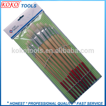 Flat top double color wooden handle pig bristles oil artist brush