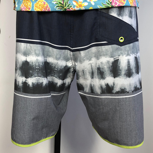custom Black grey patterned male beach shorts