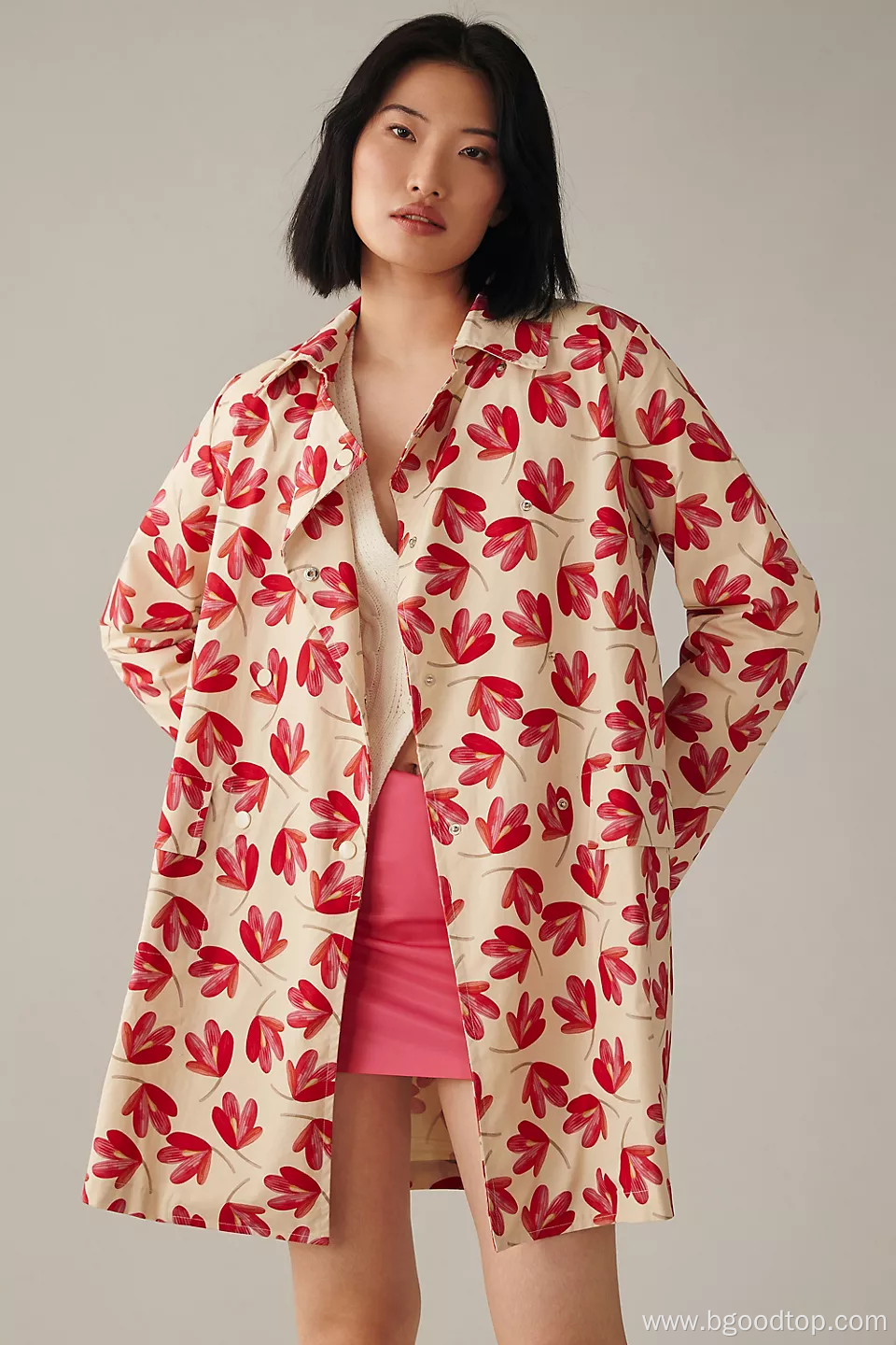 Women Pink Flower Jacket