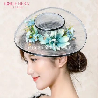 Latest Design Black Adult Party Fascinator Sinamay Hats with Flower