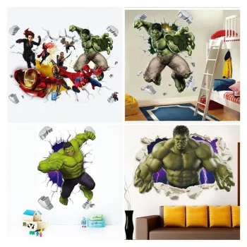 3D avengers wall stickers living room bedroom wall decoration Super hero movie poster wall stickers for kids rooms