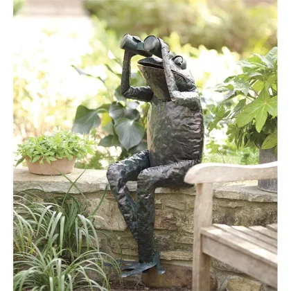 outdoor decoration metal garden bronze frog sculpture grande