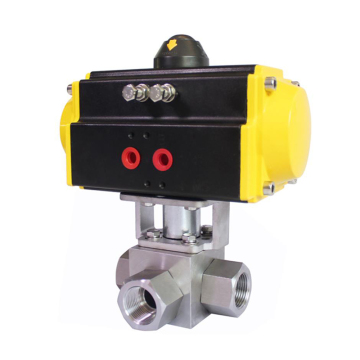 China Manufacturer's High-Pressure 304 Stainless Steel Threaded Pneumatic Actuated 3-Way Ball Valve - DN25 (1/2'')