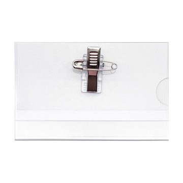 Custom Logo 90x57mm Plastic ID Badge Holder - Double Sided Transparent Name Tag with Pin Clip