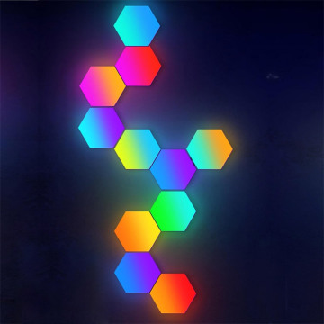Modular RGB Hexagonal Wall Light Panels - 10 Pack for Gaming and Living Room