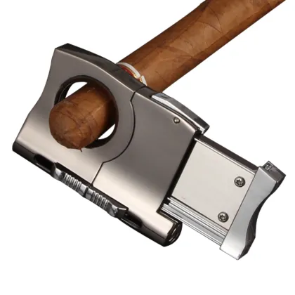 GALINER Metal Cigar Cutter Sharp 2 Size Cigar Punch Stainless Steel Cigar Cutter Puncher Two-In-One Box