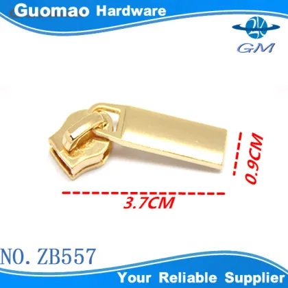 gold zipper for leather bags luggages zipper puller and slider