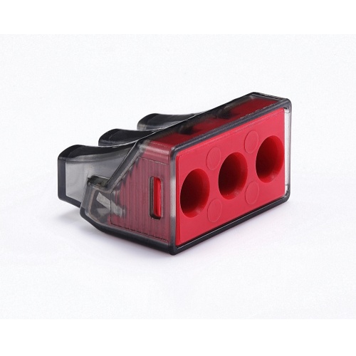 Conector Push Wire 3 Polos Negro Rojo Carcasa